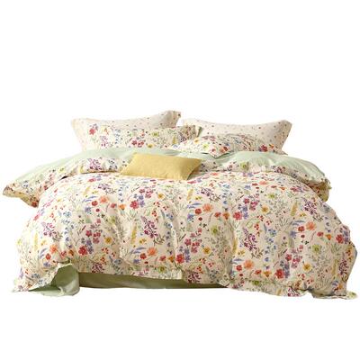 水星家纺全棉花卉印花被套