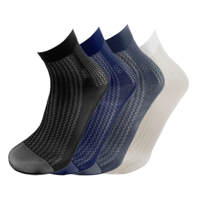 亮光男士夏季黑色透气商务短袜