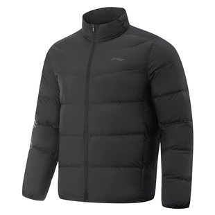 李宁2025男女同款宽松连帽防风黑色运动外套冬季新款短款羽绒服