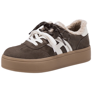 热风加绒德训鞋女款2025年冬季新款厚底增高休闲鞋百搭运动女鞋子