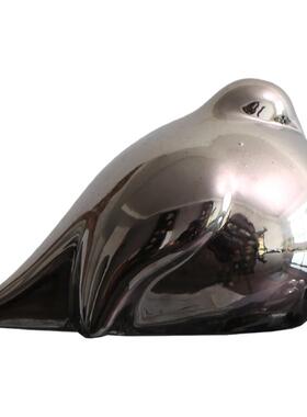 设计感小鸟电镀金银陶瓷摆件