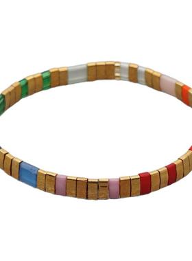 MLGN幸运平安结活动可调节手链春霞彩色进口tila珠串珠小手链好看