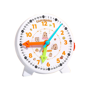 得力钟表模型小学生教具一二年级小学生学习认识时间12/24小时三针联动数学时钟教具钟面学具儿童专用学习钟