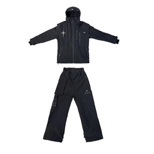 KEEPMONEY月影黑滑雪服女单板双板防水保暖修身2025新款滑雪服男