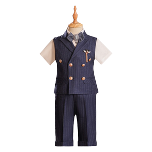 喜绒兔男童西服英伦风条纹花童