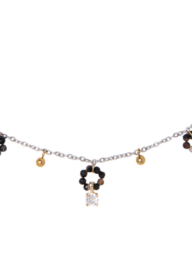 黑玛瑙简约小众设计可调钛钢项链