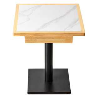 带抽屉餐桌商用餐饮小吃快餐饭店实木桌椅定制拌饭餐厅岩板小方桌