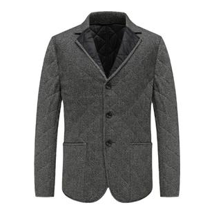 AB209艾堡换季断码清仓秋冬中年男商务休闲翻领灰色薄款羊毛棉衣