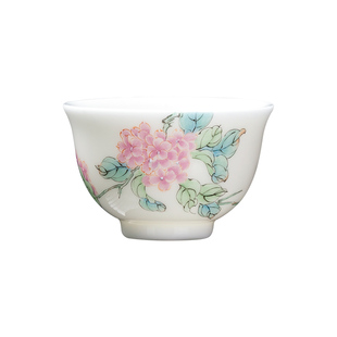 妙莲天香冰种玉瓷手绘主人杯陶瓷茶具送礼高档个人专用喝茶杯单杯