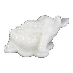 天然白玉石金蟾招财摆件店铺开业乔迁新居送礼客厅玄关收银台金蝉