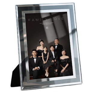 全家福玻璃相框透明水晶高级感空框洗照片做成六寸7寸8寸摆台定制