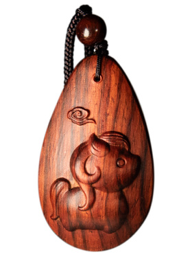 印度小叶紫檀木十二生肖马吊坠