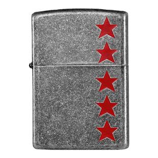 zippo打火机正红五星 之宝官方旗舰正品仿古黑银情人节送男友礼物