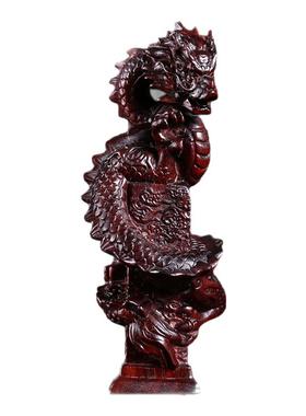 紫檀木雕刻生肖龙吉祥物摆件