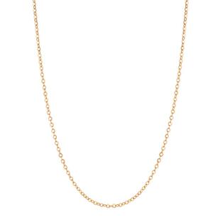 莱绅通灵珠宝 18K金项链简约时尚素链彩金玫瑰金百搭链 O型搭配链