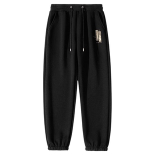 雪中飞加绒裤子男冬季新款摇粒绒束脚长裤大码显瘦加厚休闲裤PCD