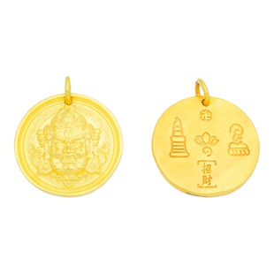 18k金黄财神项链吊坠DIY配件小众招财纳福送老婆不脱模【WT0270】
