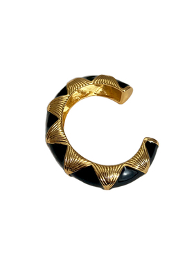 法国小众设计黑金珐琅滴釉开口手镯女叠戴宽版轻奢高级感