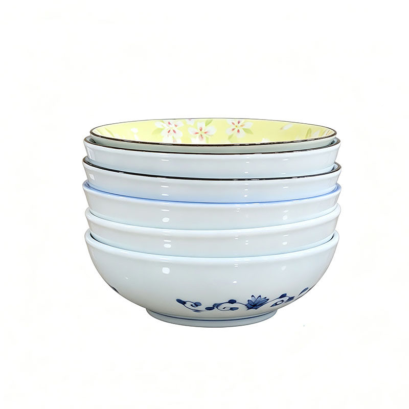 日式精致餐具家用浅碗釉下彩钵碗