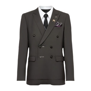 双排扣男士西服套装韩版修身潮流三件套英伦风休闲小西装礼服痞帅