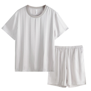 轩靓睡衣男夏季薄款冰丝绸短袖轻奢高级感仿真丝可外穿家居服套装