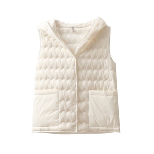 羽绒服马甲大衣叠穿90白鸭绒内胆短款轻薄款连帽背心外套带帽外穿