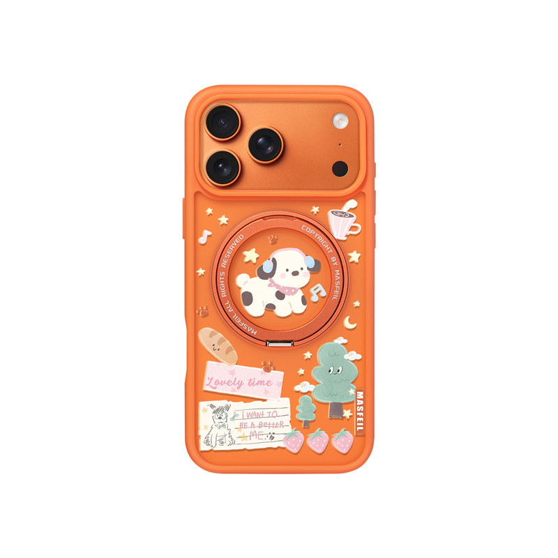 ZHIZHE×狗狗拼贴适用苹果17promax手机壳iPhone17pro新款带支架ip17全包Fo5磁吸支点网红女高级感保护套