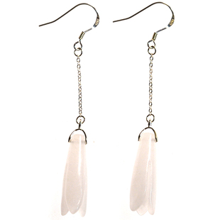 925银原创长流苏立体白玉玉兰小众耳环古风中国风银耳环耳饰配盒