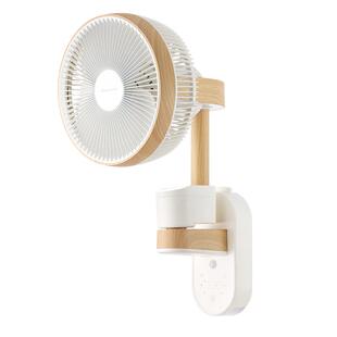 洛宾汉木纹壁挂空气循环扇语音家用静音小夜灯人感壁扇摇头电风扇