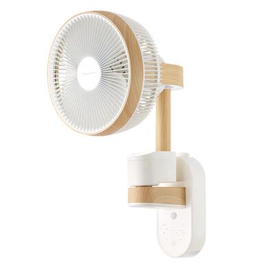 洛宾汉木纹壁挂空气循环扇语音家用静音小夜灯人感壁扇摇头电风扇