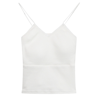 针织坑条白鹿语修身背心吊带