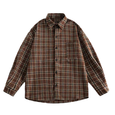 马克斯星球长袖磨毛格子衬衫