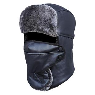 冬季pu皮帽子男保暖雷锋帽加厚防风骑车户外防寒东北滑雪包头帽女