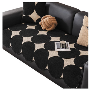 黑色异形沙发垫四季通用新款沙发坐垫子轻奢高级感防滑沙发盖布巾