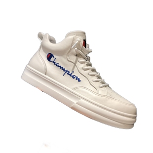 冠军男鞋真皮秋冬新款潮流高帮板鞋刺绣百搭男士运动休闲小白鞋