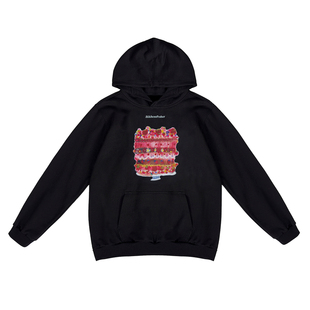 MIICHOUS米丘寺 生日快乐 480g重磅加厚保暖纯棉蛋糕印花连帽卫衣