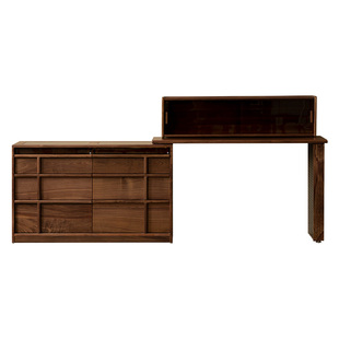 凯的北美黑胡桃木全实木斗柜梳妆台一体骨格线设计卧室中古风桌子