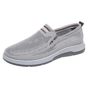 夏季老北京布鞋男士网鞋透气平底轻便网眼中老年薄款网面爸爸鞋子