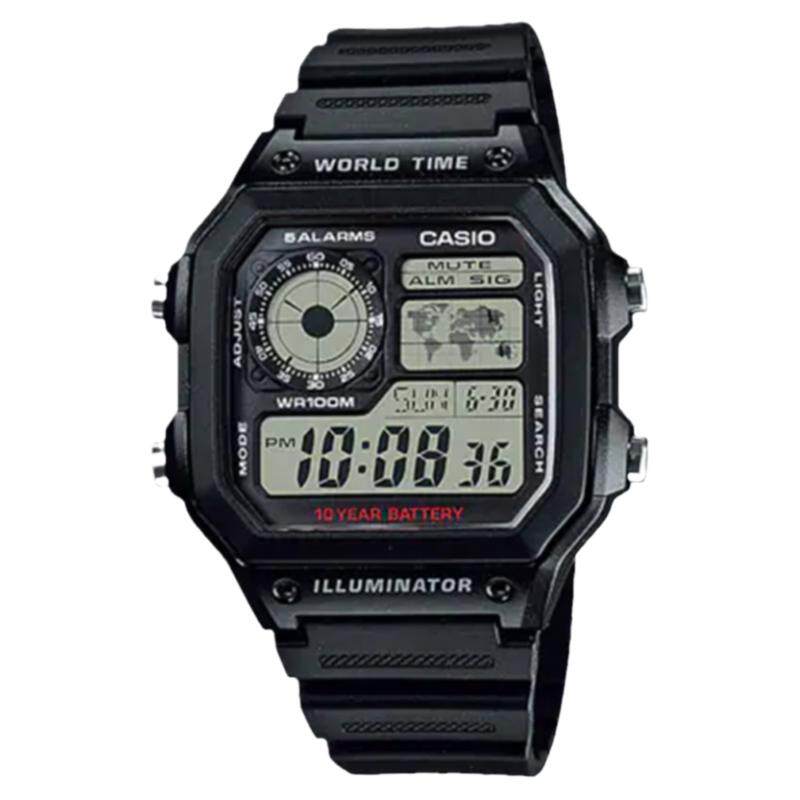 【十年电力】卡西欧帆布带手表百搭防水运动小方块 AE-1200WHB-3B