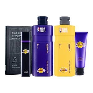 NBA男士专用运动洗护湖人队洁面护肤啫喱洗发水沐浴露面膜5件套装