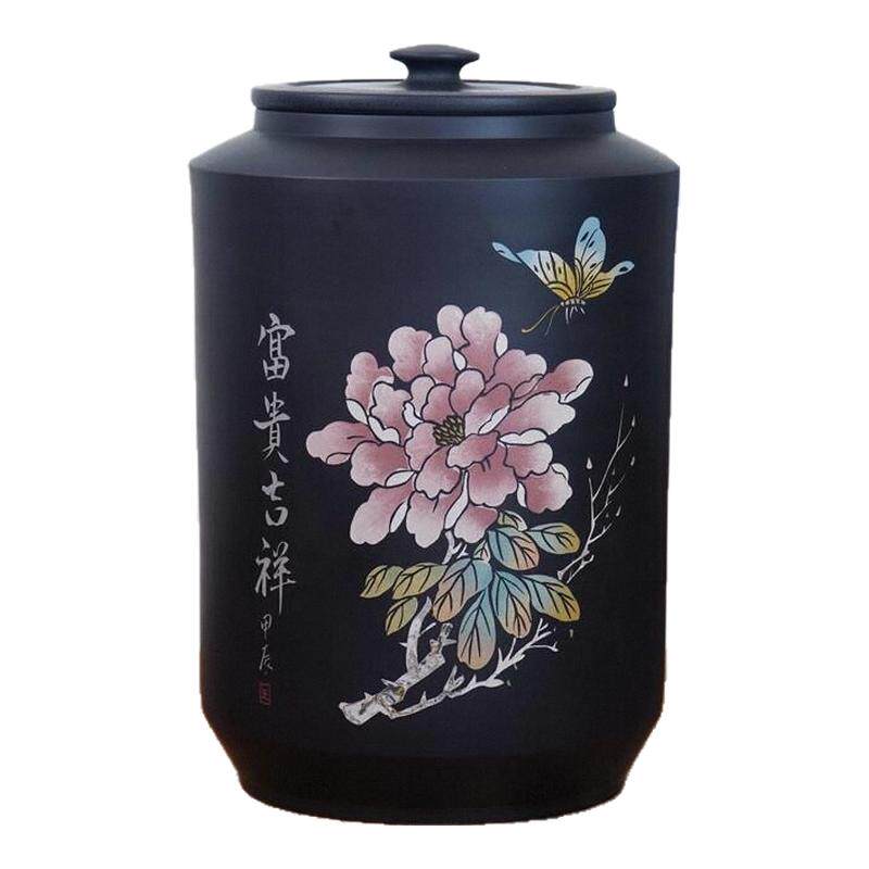 云南建水紫陶彩填茶叶缸水缸