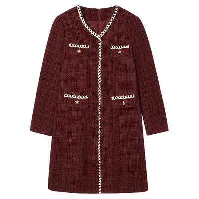 小香风短裙长袖连衣裙