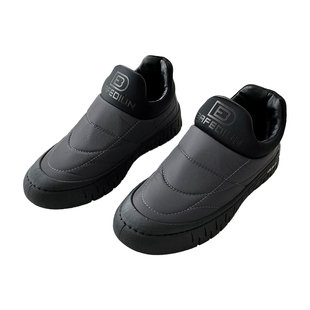 加绒加厚保暖!冬季男士外贸户外运动绒百搭懒人一脚蹬羽绒布棉鞋