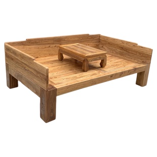 实木床榻榻米围栏床老榆木床床架实木榫卯罗汉床沙发床实木沙发