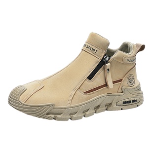 马丁靴男款2025新款秋季高帮休闲运动鞋男士厚底一脚蹬劳保工作鞋