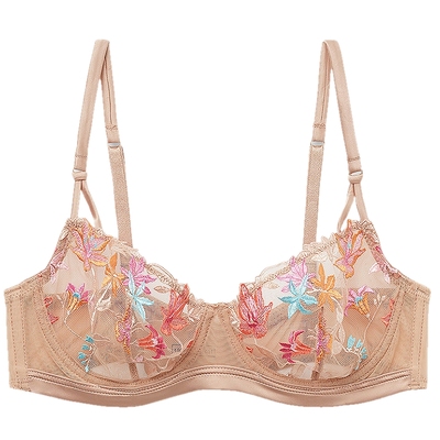 时尚多色花卉刺绣无衬垫文胸