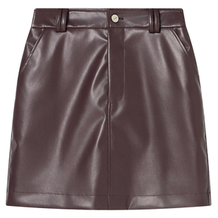 COVERINS无花果紫色蛋白皮裙短款直筒半身裙CC35350120