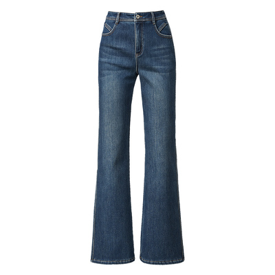 逸阳高腰加绒保暖显瘦微喇长裤