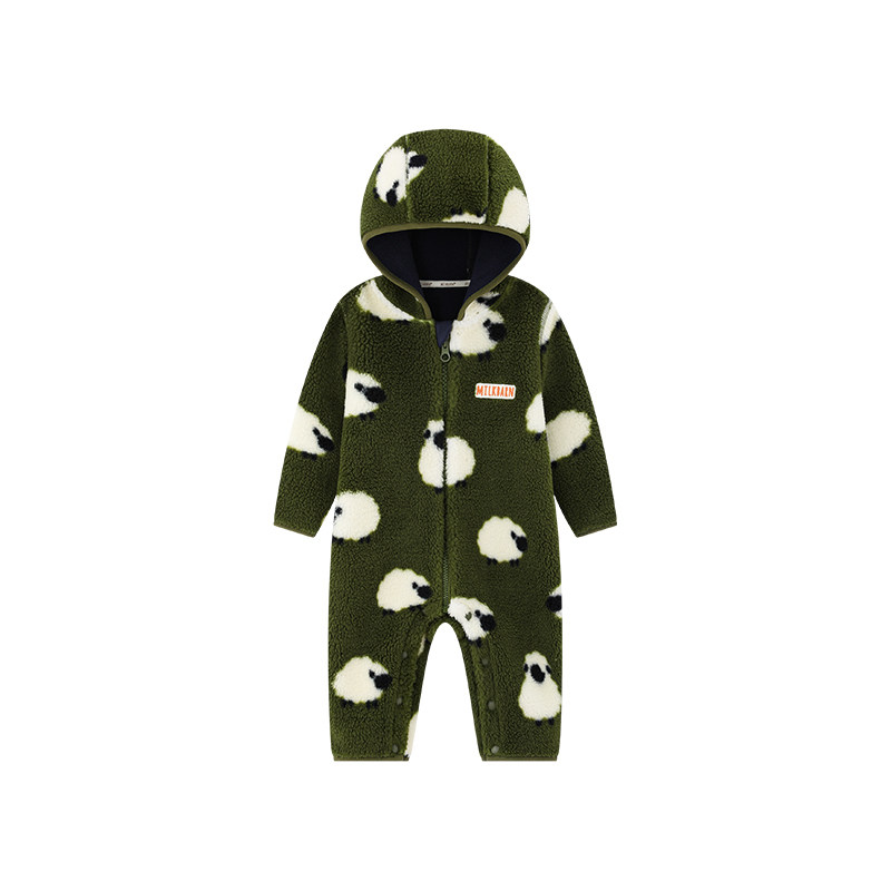 Milkbarn2026秋冬新品婴幼儿摇粒绒连体服宝宝连帽哈衣保暖外出服