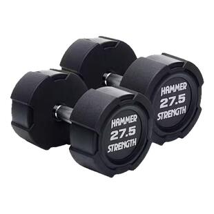 悍马哑铃PU包胶圆头固定哑铃健身房商用专业增肌力量训练纯钢哑铃